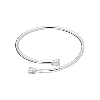 Sterling Silver Cuff Bangle Bracelet with Pear Shaped Cubic Zirconia's