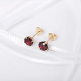 January Birthstone - Garnet Cubic Zirconia 9ct Gold Stud Earrings