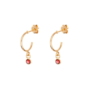 Sterling Silver January Birthstone Hoop Earrings layered in 9ct Gold