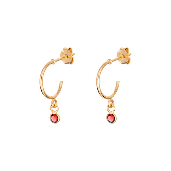 Sterling Silver January Birthstone Hoop Earrings layered in 9ct Gold