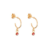 Sterling Silver January Birthstone Hoop Earrings Layered in 9ct Gold