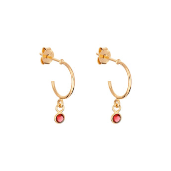 Sterling Silver January Birthstone Hoop Earrings Layered in 9ct Gold