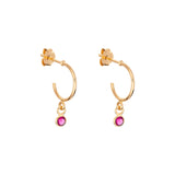 Sterling Silver July Birthstone Hoop Earrings Layered In 9ct Gold