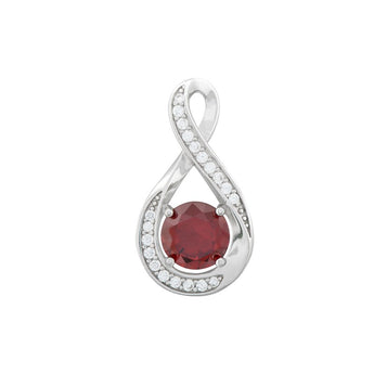 July Birthstone - Ruby Cubic Zirconia Silver Infinity Pendant Necklace