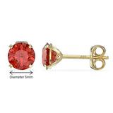July Birthstone - Ruby Cubic Zirconia 9ct Gold Stud Earrings