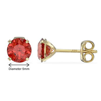 July Birthstone - Ruby Cubic Zirconia 9ct Gold Stud Earrings