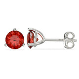 July Birthstone - Ruby Cubic Zirconia Silver Stud Earrings