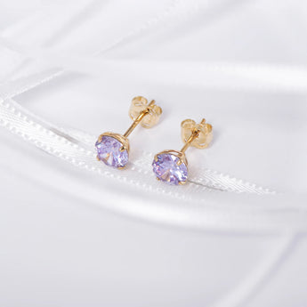 June Birthstone - Alexandrite Cubic Zirconia 9ct Gold Stud Earrings