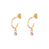 June Birthstone Hoop Sterling Silver 9ct Gold plated Stud Earrings