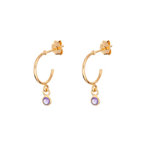 June Birthstone Hoop Sterling Silver 9ct Gold plated Stud Earrings