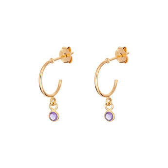 June Birthstone Hoop Sterling Silver 9ct Gold plated Stud Earrings
