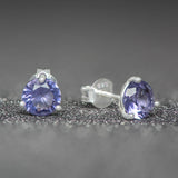 June Birthstone - Alexandrite Cubic Zirconia Silver Stud Earrings