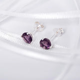 June Birthstone - Alexandrite Cubic Zirconia Silver Stud Earrings