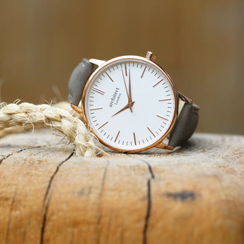 Ladies Modern Font Engraved Architect Blanc Watch - Light Grey Strap