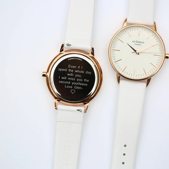 Ladies Modern Font Engraved Architect Blanc Watch - White Strap