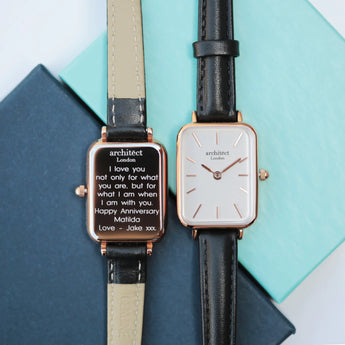 Ladies Modern Font Engraved Architect Lille Watch - Brilliant White