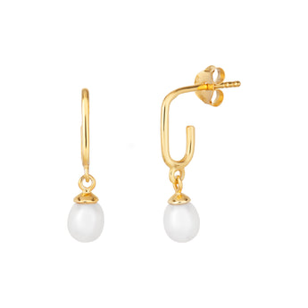 Lily Pearl Drop Earrings, 18ct Gold Plated, 925 Sterling Silver