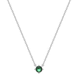 925 Sterling Silver & Emerald Coloured CZ Necklace