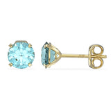 March Birthstone - Aquamarine CZ 9ct Gold Stud Earrings