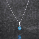 March Birthstone - Aquamarine CZ Silver Pendant Necklace