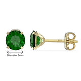 May Birthstone - Emerald CZ 9ct Gold Stud Earrings