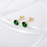 May Birthstone - Emerald CZ 9ct Gold Stud Earrings