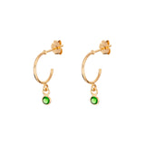 Sterling Silver May Birthstone Hoop Earrings Layered in 9ct Gold
