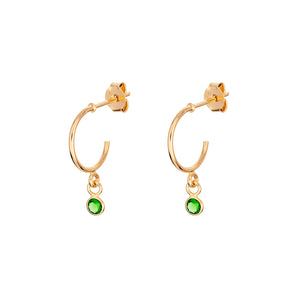 Sterling Silver May Birthstone Hoop Earrings Layered in 9ct Gold