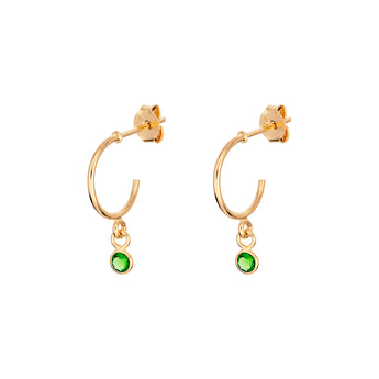 Sterling Silver May Birthstone Hoop Earrings Layered in 9ct Gold