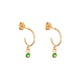 Sterling Silver May Birthstone Hoop Earrings Layered in 9ct Gold