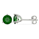 May Birthstone - Emerald CZ Silver Stud Earrings