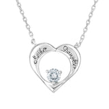 925 Sterling Silver Mother and Daughter Heart Necklace with Cubic Zirconia Detail