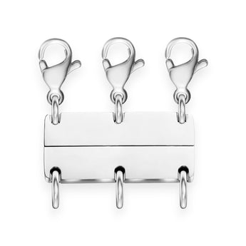 Necklace Layering - Magnetic Stacking Clasp by Amnesia Jewellery UK. Prevent tangled chains with our magnetic necklace layering clasps. Perfect for stacking. Holding up to 3 necklaces, waterproof, tarnish free & easy to use.
