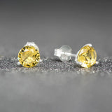 November Birthstone - Topaz CZ Silver Stud Earrings
