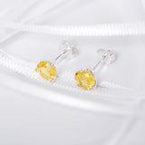 November Birthstone - Topaz CZ Silver Stud Earrings