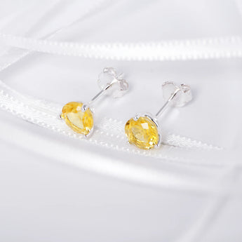 November Birthstone - Topaz CZ Silver Stud Earrings
