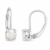 Opal Hinge Drop Silver Earrings