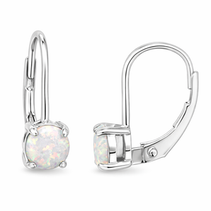 Opal Hinge Drop Silver Earrings