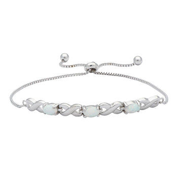 Opal infinity weave bolo bracelet with adjustable slider