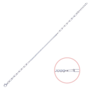 925 Sterling Silver Paperclip Link Cubic Zirconia Tennis Bracelet