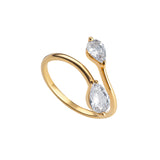 18ct Gold Plated Sterling Silver Pear Cubic Zirconia Adjustable Ring
