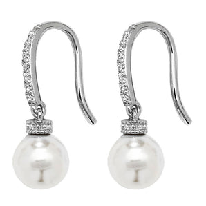 Fancy Drop Pearl and Cubic Zirconia Silver Earrings
