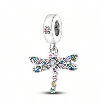 Rainbow Cubic Zirconia Dragonfly Charm