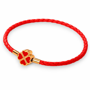 Red Clover Leaf Charm Bracelet