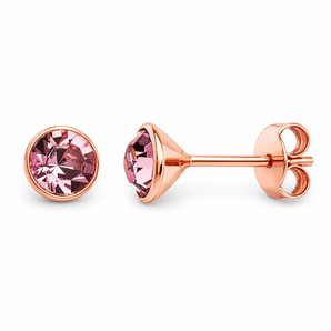Rose Gold Plated Pink Tourmaline CZ Sterling Silver Stud Earrings