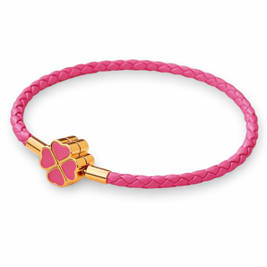 Rose Pink Clover Leaf Charm Bracelet