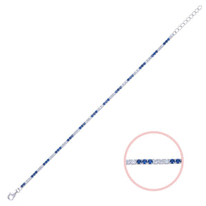 925 Sterling Silver Sapphire Cubic Zirconia Tennis Bracelet