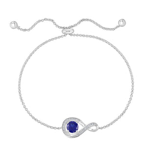 Sterling Silver September Birthstone Infinity Bolo Bracelet