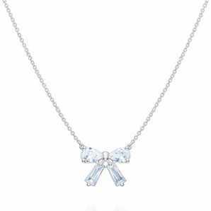 925 Sterling Silver Cubic Zirconia Bow Necklace