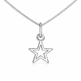 925 Sterling Silver Star Pendant Necklace on Fine Silver Curb Chain